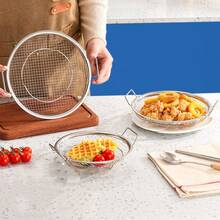 1个加厚304不锈钢空气炸锅脆皮篮，滴油薯条篮，适用于空气炸锅/烤箱，家用油水分离器 - 彩色 - 查看 10