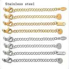 10pcs Stainless Steel Extra Long Tail Lobster Clasp Connectors, DIY Jewelry Making Bracelet Necklace Extension Chain Accessories
