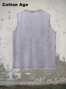 Vintage Men's Tank Top - Sade Graphic Print And Text - Perfect For Autumn/Winter Layering - Ideal Halloween/Christmas Gift Choice - 灰色 - 查看 2