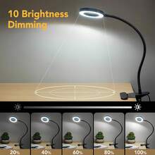 5X Magnifying Glass With Light, Clip On Mganifier With Light, 48 LED Desk Magnifying Glass Wtih Clamp, 3 Modes Dimmable Magnifying LED Lamps For Bed Work Crafts DIY Repair - C-đen - Xem 4