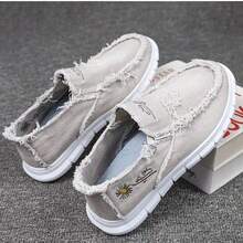 Four-Season Unisex Canvas Slip-On Shoe, Comfortable And Versatile, Low-Top, With A Soft Sole - 灰色 - 查看 1