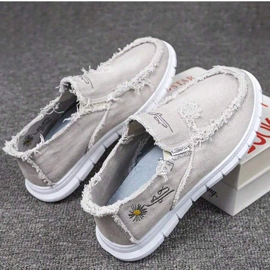 Four-Season Unisex Canvas Slip-On Shoe, Comfortable And Versatile, Low-Top, With A Soft Sole - 灰色 - 查看 1