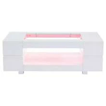 Weißer LED-Couchtisch mit Bluetooth-App-Steuerung, Kaffeetisch, Sofatisch, Wohnzimmertisch, geeignet für Party, Büro, Wohnzimmer