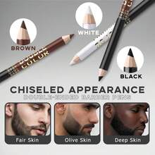 050White Barber Pencil For Lineup Magic Hairline Beard Guide Shaping Pencils Barber Chalk For Design Hairline Razor Trace Barber Pencils Set With Sharpener Ruler Brush For Men-1 - Black White Brown - View 3