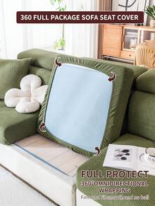 1pc Stretch Sofa Cover, Non-Slip Full Coverage Sofa Seat Cover, Suitable For All Seasons, Fabric Thickened Sofa Slipcover, Machine Washable, Dust-Proof, Pet-Friendly, Decorative Sofa Protector, Adjustable For Corner Sofa, Bedroom, Office, Living Room, L-Shaped Sofa And 1/2/3/4 Seater - màu xanh lá - Xem 8
