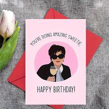 1pc, Funny Birthday Card, With Envelope , Suitable For Various Occasions, "You're Doing Amazing Sweetie" Message, Kris Celebrity Design, Perfect For Friends, Family, 1 Year Older, Happy Birthday Greeting Card - Multicolor - View 5