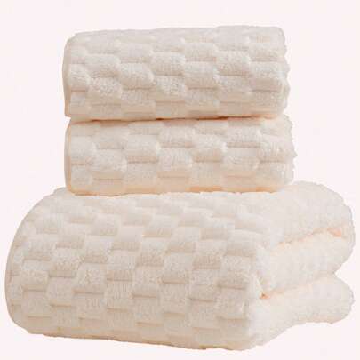 3/2/1件（小号）轻盈珊瑚绒纯色菠萝图案便捷毛巾或浴巾，珊瑚绒超柔软吸水速干毛巾，适用于浴室、酒店、健身房、旅行、送礼、沙龙、运动、户外、海滩、学校、返校季、旅行配件、家居用品