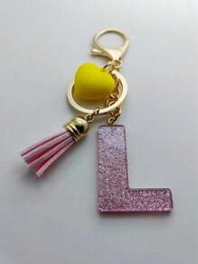 1 buc breloc cu litere engleze din rășină epoxidică Galaxy cu ciucure și decor cu inimă, cadou pentru prieteni și mame, accesorii de Halloween pentru Ziua Profesorilor