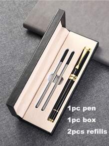 1 Conjunto de Caneta Presente Luxuoso com Canetas de Rolo, Melhor Conjunto de Canetas Esferográficas como Presente para Homens e Mulheres, Executivos Profissionais de Escritório, Canetas Esferográficas Elegantes em Caixa de Presente Clássica, Recarga Preta com Largura de Linha de 0,7mm, De Volta à Escola