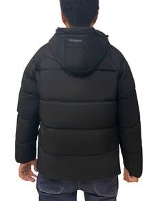 1pc Men's Padded Jacket, Thick Hooded, Casual, Daily, Holiday, Travel, Cycling, Hiking, Sports Outerwear, Winter - Black - View 8