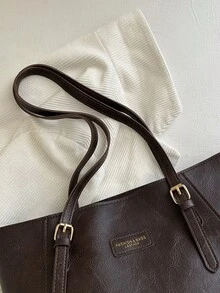 大容量包包女秋冬百搭2024新款简约单肩包大学生班包通勤托特包 - 咖啡棕 - 查看 7