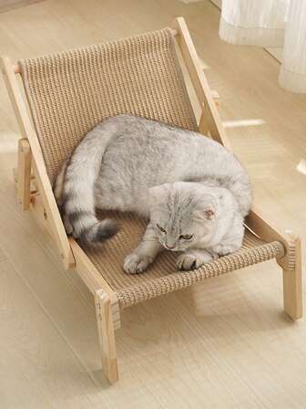 Rascador de gato con nido de sisal, sillón reclinable plegable para gatos, silla mecedora resistente al desgaste que no se cae ni deja caspa, juguetes para gatos, nido de gato para todas las estaciones, poste rascador general, alfombra de arpillera, silla mecedora de madera maciza duradera sin pérdida de pelo, refugio para gatitos y mascotas