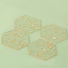 Acrylic Heat-Resistant Coasters With Gold Foil, Waterproof Tea Cup Mat, Resin Table Pad, Nordic Style Creative Design