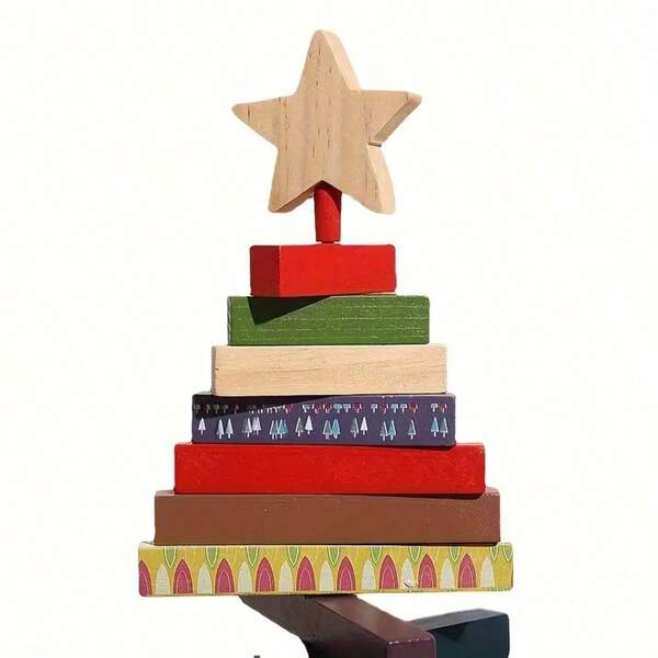 1pc-2pcs Creative Cross Border Rotating Wooden Rotating Tree Christmas Building Decorations Desktop Christmas Ornaments Props Gifts For Friends