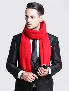 1pc Faux Cashmere Scarf, Thick Knitted Neck Warmer Shawl For Men & Women, Autumn/Winter
