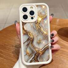 1个大理石纹设计，带精准开孔摄像头保护的防震咖啡棕色手机壳，兼容苹果11 Pro Max/12 Pro Max/13 Pro Max/14 Pro Max/15 Pro Max/16 Plus/16 Pro Max国际版，非国内版 - 米色 - 查看 2