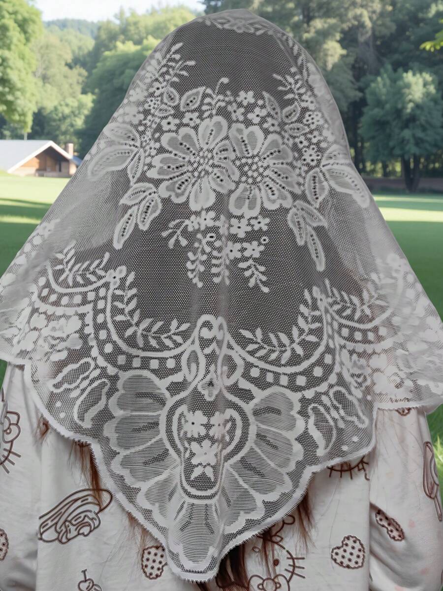 1 Pc 130cm * 60cm White Lace Trim For Headwear, Lampshade, Tablecloth, Clothing, Dress Hem Decor