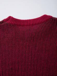Suéter de cuello redondo con estampado de letras y ciudad, de hombros caídos, tejido a jacquard, unisex, para primavera/otoño/invierno, marca ANDREILEE - Rojo - Ver 8
