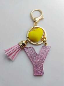 1 buc breloc cu litere engleze din rășină epoxidică Galaxy cu ciucure și decor cu inimă, cadou pentru prieteni și mame, accesorii de Halloween pentru Ziua Profesorilor