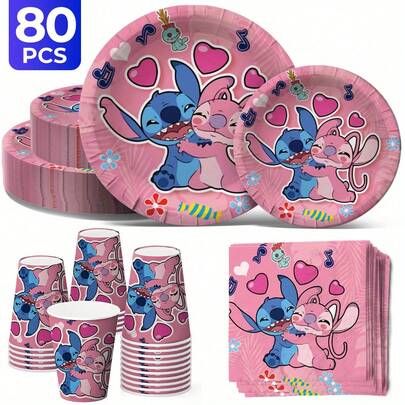 Questo set di stoviglie monouso a tema  da 80 pezzi include 20 bicchieri di carta, 20 piatti di carta da 7 pollici, 20 piatti di carta da 9 pollici e 20 tovaglioli. È perfetto per feste in campeggio, barbecue all'aperto, picnic, matrimoni, feste e compleanni. Il set include adorabili decorazioni per feste a tema cartoni animati e stoviglie monouso abbinate.