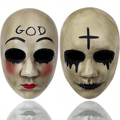 1 peça de máscara de purga assustadora para Halloween: cosplay realista de assassino com rosto inteiro para festa de máscaras adultas para pessoas de 18 a 48 anos