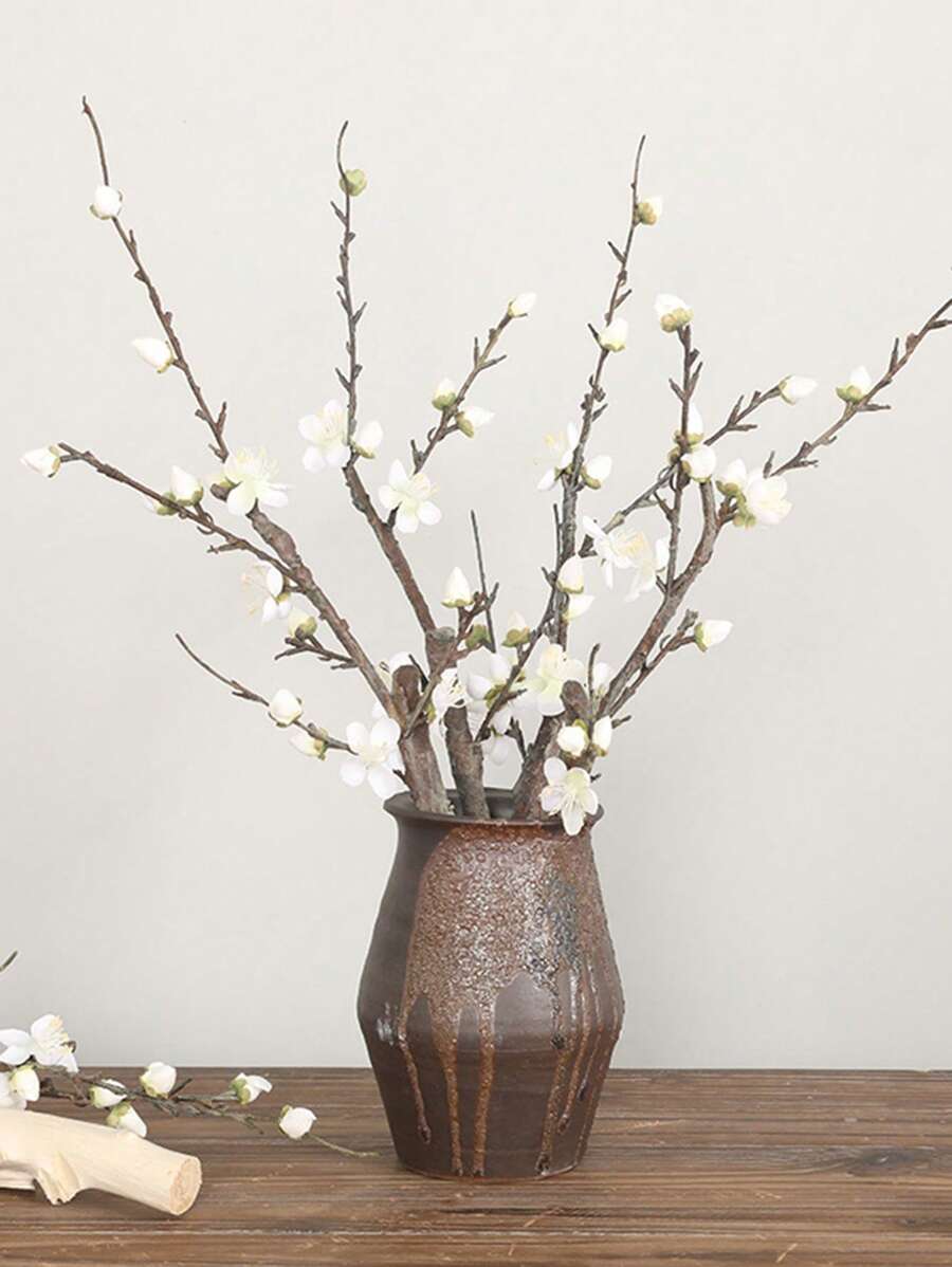 1pc Lifelike Plum Blossom Flower, Realistic Decoration For Spring Festival, Christmas