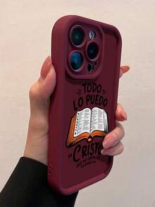 1个酒红色书籍图案全覆盖TPU防震手机壳，适用于 16、15、14、13、12、11 Pro Max及系列 - 彩色 - 查看 2