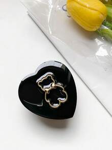 1 Piece Of Heart-Shaped Little Bear Mobile Phone Sliding Stand, Solid-Color Heart-Shaped Laser-Plated Hollowed-Out Little Bear Back Sticker Retractable Mobile Phone Support Stand Compatible With IPhone, Android Phone, Gift For Birthday, Family, Friends Push-Pull Phone Grip Phone Holder Phone Accessories