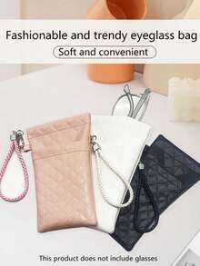 1pc Fashion Leather Eyeglass Cord Holder & Storage Case, Sunglasses/Prescription Glasses Pouch With Snap Closure