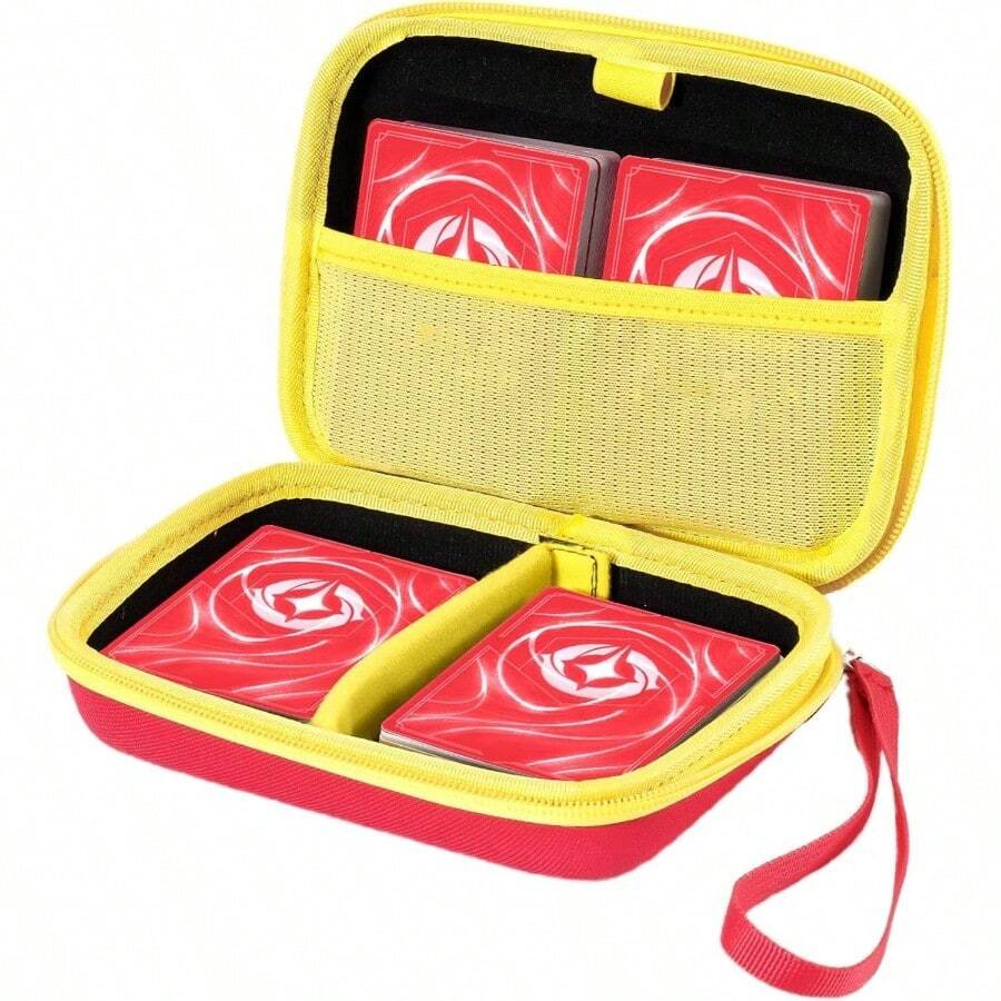 Hard Playing Card Game Carrying, Travel Storage Box Holds 300+ Trading Cards, Bag Holder Classic Board Game, Five Crowns SKYJO, PlayMonster And More Only - Black - 淺紅色 - 查看 1