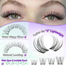 Anime Lash Clusters With Spikes Manga Eyelash Clusters Band Spiky Clusters Eyelash Extensions Natural Cluster Lashes Wispy 10 - 16mm Lash Extension Band Individual Lashes 120Pcs - Ban nhạc vô hình - Xem 4