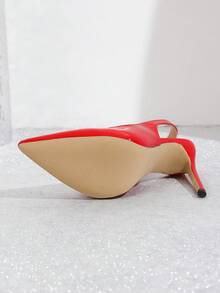 女士闪亮漆皮仿皮细高跟鞋，红色，2025年新品，优雅 - 紅色 - 查看 6