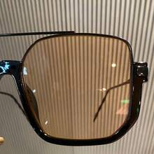 1 Piece Oversized Square Mirror AC Lens Glasses - Retro Metal Frame Double Bridge Design, Unisex Fashion Driving Glasses (Includes Glasses Case And Cleaning Cloth), Party Glasses, Unisex Style, Decorative Glasses, Retro Style, Fashion Design,  Accessories - Black - View 6