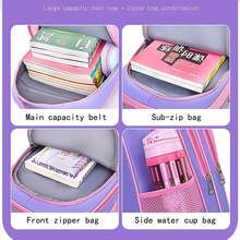 Sanrio Mochila grande de Sanrio para Kuromi y My Melody, mochila plegable con correas ajustables, con estampado de animales lindos, de nailon duradero, adecuada para uso al aire libre - Mochila de mujer de moda, bolso de exterior, bolso escolar. Estampado de animales lindos y patrón geométrico, cierre de cremallera, lavable, mochila de estilo universitario casual, adecuada para el transporte diario, la escuela, etc., rosa y morado