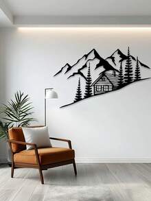 1 pieza Montaña de metal - Decoración de escena, que muestra la belleza de la naturaleza, perfecta para la pared de la sala de estar, la decoración de la cabaña, la esquina del jardín y el espacio de la oficina