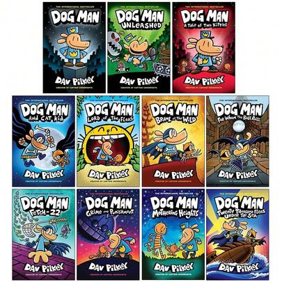 Dog Man Series 1-11 Books Collection Set By Dav Pilkey (Dog Man, Unleashed, Tale Of Two Kitties, Dog Man And Cat Kid, Lord Of The Fleas, Of The Wild,