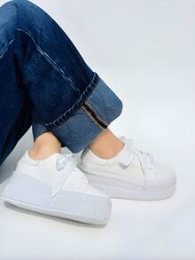 Tenis de plataforma alta para mujer  Liso    Casual - Blanco - Ver 6