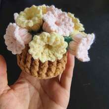 وردة الوادي المصنوعة يدويًا بالكروشيه، باقة الورد متعددة الأغراض حصيرة، حامل ساخن وسلة تخزين، وسادة أصيص الزهور الاصطناعية، مناسبة لحفل القهوة والشاي، حصيرة غير انزلاقية، حصيرة محبوكة متينة مقاومة للحرارة