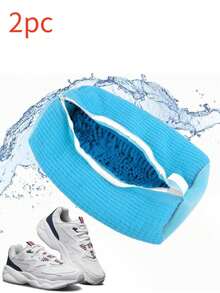2pcs/1pc Durable Shoe Washing Machine Bag For All Types Of Shoes - Yellow With Blue Zipper, Suede Fabric Lining & Noise Reduction Design, Elastic Nylon Zipper, Suitable For All Washing Machines, Protective Sneakers, Casual Shoes & Delicate Items