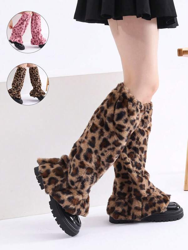 1 Par de Perneiras Sexy de Rua em Estampa de Onça, Adequado para Uso em Ambientes Externos