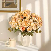 1/3/80 pièces Bouquet de roses artificielles de 28,5 cm, boule brodée, fleurs diverses, petites marguerites, décoration de fête d'anniversaire, décoration de mariage, panier de fleurs, bouquet de mariée, décoration de vase, Saint-Valentin, décoration du Nouvel An, jardin extérieur, convient pour la décoration d'automne, Halloween, Noël, décoration d'automne