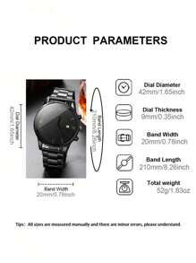 4 件套黑色十字链手链戒指男士商务正装珠宝套装，石英表 + 手链 + 项链 + 手表 4 件套礼品套装