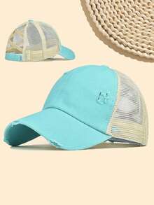 1 Stück Mehrfarbige Sportliche Klassische Pferdeschwanz Baseballkappe, Vintage Abgenutzte Mesh Trucker Kappe, Atmungsaktive Verstellbare Dad Cap, Geeignet für Frauen und Mädchen zum Tragen bei Outdoor-Sportarten