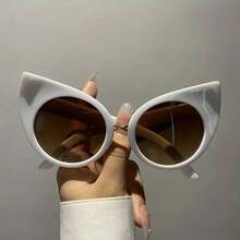 New Retro Classic Cat Eye Frame Ladies Men Old Sense Personality  Fashion Casual Glasses, Suitable For Party Show Daily Wear - 白 - 查看 13