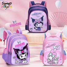 Sanrio Mochila grande de Sanrio para Kuromi y My Melody, mochila plegable con correas ajustables, con estampado de animales lindos, de nailon duradero, adecuada para uso al aire libre - Mochila de mujer de moda, bolso de exterior, bolso escolar. Estampado de animales lindos y patrón geométrico, cierre de cremallera, lavable, mochila de estilo universitario casual, adecuada para el transporte diario, la escuela, etc., rosa y morado