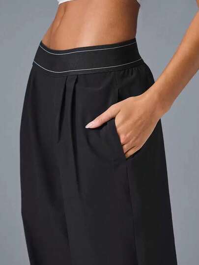 Women's Lightweight, Casual Quick-Dry Sports Pants With Pockets. Loose, Breathable And Fast-Drying Exercise Trousers Black