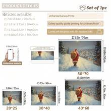 1pc, Vintage Santa Wall Art, Canvas Frame Decorative Painting, Retro Santa Oil Painting, Santa With Sack, Christmas Countryside Scene, Vintage Christmas Theme, Farmhouse Style Holiday, Santa Oil Painting, Christmas Snow Scene, Christmas Home Decor, Minimalist Wall Decor, Modern Art