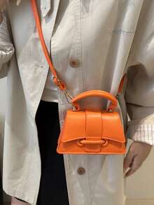 High-Quality Lipstick Pouch, Mini Square Bag, New Solid Color Versatile Handbag, Women Bag - Orange - View 5