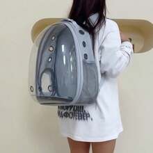 VINCAN 大容量猫背包，透明透气宠物包，便携式双肩猫包，PC材质拉链开合，猫背包包，猫包