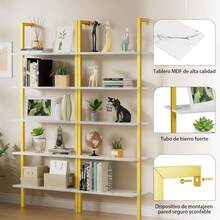 Cuezal Estantería de 5 Niveles con Estante Abierto para Almacenamiento, Librero Organizador Minimalista de Madera, Librero Blanco de 5 Niveles, Estantes de Cocina Dormitorio, Sala (ármol Blanco) - 1 - Ver 8